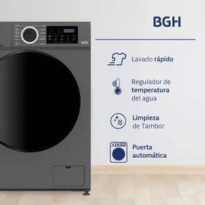 Lavarropas BGH Automático Inverter 8kg Dark Silver