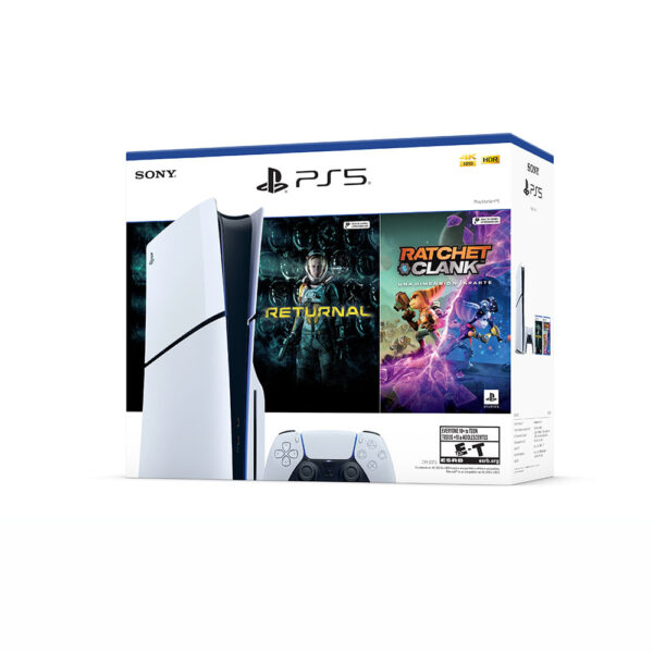 Consola PS5 SLIM Standard Bundle Incluye 2 Juegos (Ratchet Clank + Returnal)