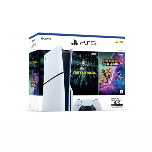 Consola PS5 SLIM Standard Bundle Incluye 2 Juegos (Ratchet Clank + Returnal)
