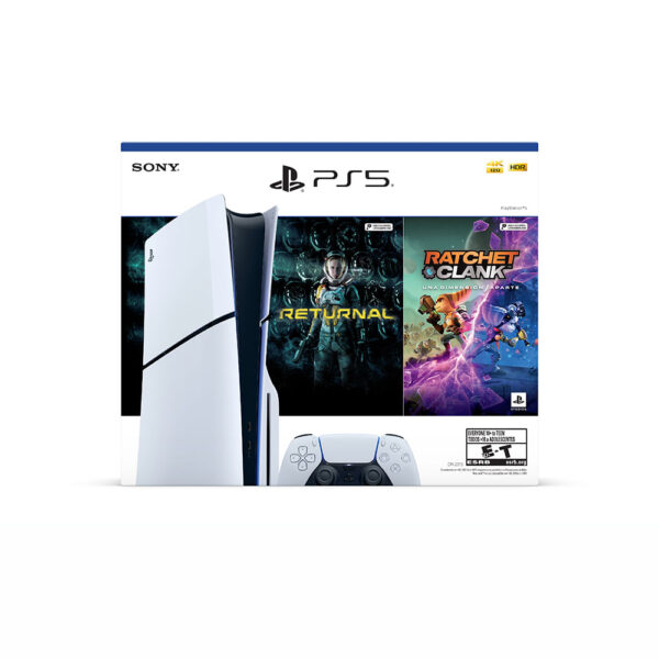 Consola PS5 SLIM Standard Bundle Incluye 2 Juegos (Ratchet Clank + Returnal)