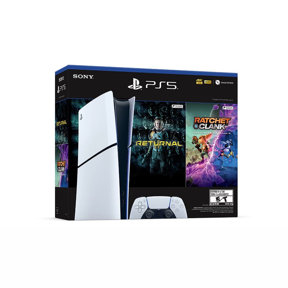 Consola PS5 SLIM Digital Bundle Incluye 2 Juegos Digitales (Ratchet Clank + Returnal)