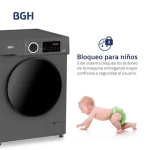 Lavarropas BGH Automático Inverter 8kg Dark Silver